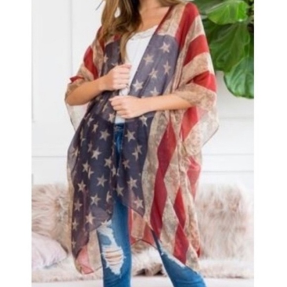 🌴FLAG KIMONO COVER UP WRAP🌴 - Picture 2 of 2